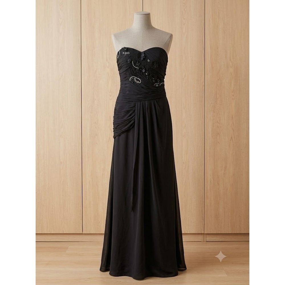 Romantic Black Ruched Formal Gown 4 Strapless Draped Prom Dress Whimsigoth Rome